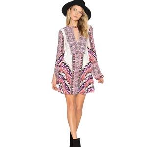 Free People Sz 4 Tegan Boarder Printed Mini Dress